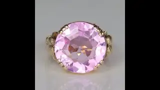 ESTATE - 14K Yellow Gold Round Cut Synthetic Pink Sapphire Ring 14cts