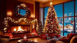 New Year Holiday Fireplace 🎆 Festive Piano & Cozy Christmas Ambience | 4K