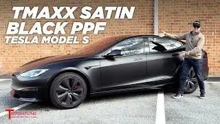 На Tesla Model S Plaid нанесена защитная пленка TMaxx Satin Black для скрытия сколов краски!