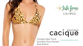 Luli Fama Luli Wild Collection - Triangle Halter Top & Seamless Wavy Ruched Back Bottom