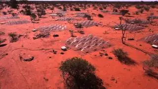 Aerial view of the Murchison Widefield Array (MWA): low fly-over with antenna tiles in the sunshine