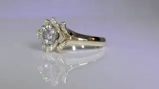 Unique Yellow Gold Lotus Flower Engagement Ring By BloomingBeautyRing.com