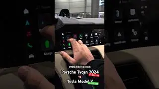 Porsche Tycan 2024 vs Tesla Model Y 2024 laggy infotainment System 🙉 #porsche #tesla #infotainment