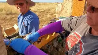 Building the bathroom bottle window in our earthbag home