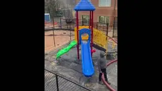 Mountain High Landscape Supply Blowing In Green Rubber Playground Mulch  #georgiaparks