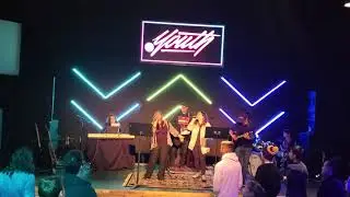 Sabian Leyba playing drums with vbf teen worship team