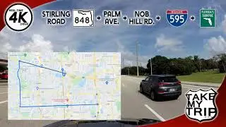 A loop around Davie, Florida: Hollywood, Cooper City, Stirling Road, I-595 & the Florida Turnpike 4K