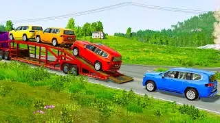 Flatbed Truck McQueen | Transportation with Truck - Pothole vs Car #21 | BeamNG.Drive Gameplay