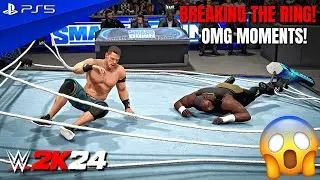 John Cena Breaks The Ring with Omos - WWE 2K24 Gameplay | PS5&trade; [4K60]