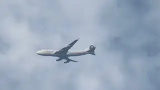 Challenge Airlines Boeing 747-412F (X7591, OE-LRG) landing to JFK Airport over my house from LGG