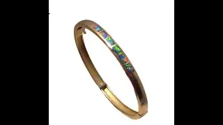 100% Natural Australian Opal bracelet Solid 14k Gold - 6967 | FlashOpal