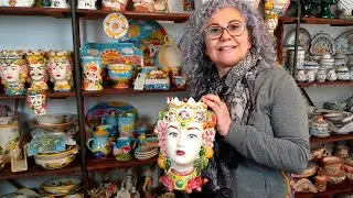 The art of Sicilian pottery decoration - How a native artisan decorates her refined ceramic artwork!
