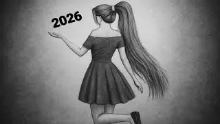 Happy New Year 2026 Drawing tutorial - Pencil Sketch / 2026 New Year Scenery drawing /