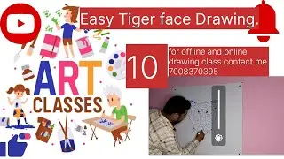 Drawing class 10 | Art class 10 | Easy Tiger face drawing #drawing #easydrawing #tigerface #video