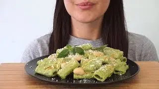 ASMR Eating Sounds: Creamy Pesto Pasta (No Talking)
