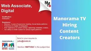 Manorama TV Hiring Content Creators!! #career #job #media #digital #news #channel