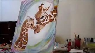 Giraffe Family Painting!