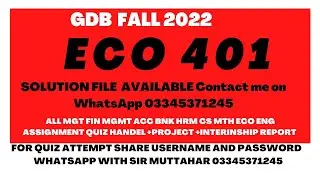 eco 401 GDb solution fall 2022