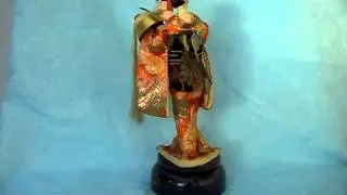 Vintage Japanese Geisha Doll in Musical Stand