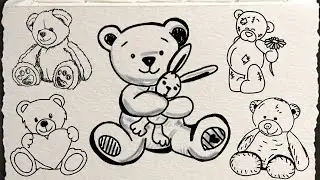 easy drawing | teddy bear drawing | simple drawing  | filfel drawings
