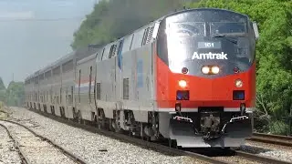 AMTRAK 161 NEW PHASE I HERITAGE UNIT LEADS AMTRAK #8 EMPIRE BUILDER! CP Watertown Sub