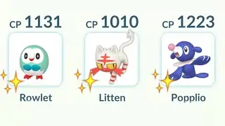 using Shiny (Rowlet, Litten, Popplio) 1st form Starters (Pokemon GO)