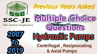 Hydraulic Pump MCQ Centrifugal Pump | Reciprocating Pumps | Axial Pumps #TechMechStudy #sscje #ssc20