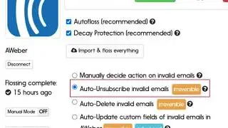 AWeber email verification options using mailfloss