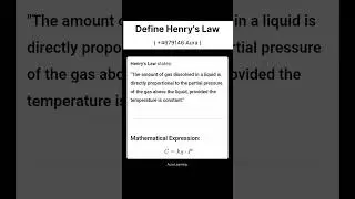 Define Henry's Law #science #shorts