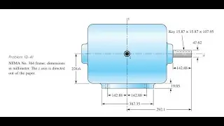 The figure shows the electric-motor frame dimensions for a 30-hp 900 rev/min motor. The frame is