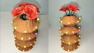 Waste paper bowl recycling ideas/New Design flower vase/Guldasta/Paper ka Guldasta Banane ka Tarika