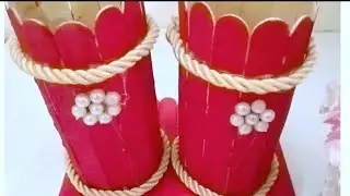 How to make ice cream stick desk organizer || ice cream stick craft || DIY organizer viral vide#art