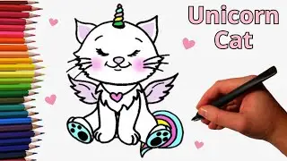 How to Draw a Cute Unicorn Cat with Wings Easy | Cute Drawings