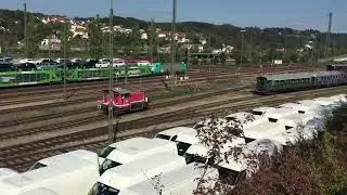 Rangierbahnhof Passau mit K&ouml;f 335, PKW-Zug und Sonderzug der Passauer Eisenbahnfreunde