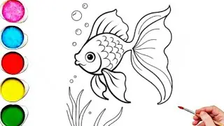 Cute Rainbow Fish Drawing, Painting & Coloring For Kids and Toddlers_ Kids Art
