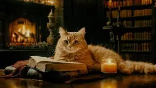 ₊˚🐈⊹ Hogwarts Fireplace & Cat Purring ⊹ Relax with Crookshanks ≼ Harry Potter inspired Ambience ≽