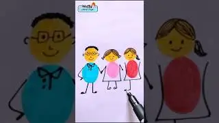 How to draw a family 👪 | I ❤️ my Family #drawing#wuffyart&craft#DIYart#youtube#viral#shorts#