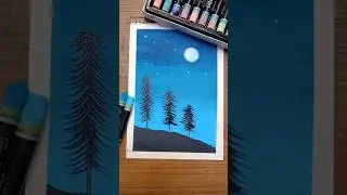 ✨ Beautiful Night Sky Drawing | Oil Pastel Art | #oilpastel #artshorts #painting