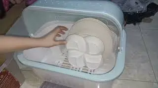 UNBOXING DISH RACK WITH COVER DUST PROOF DRAINER