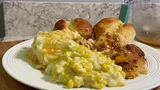 Succulent Chicken Mashed Potato's Fresh Creamed Corn Dinner Rolls