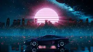 80s Retro Futuristic Drive With Vintage Car Screensaver 4K