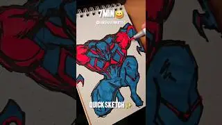 How To Draw Spider-Man 2099 15sec , 7Min , 45Min✨️ #shorts #spiderman #spidermannowayhome