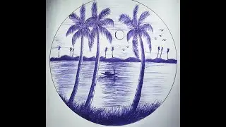 Nature scenery drawing with pen sketch /easy and simple Nature scenery drawing