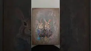 &laquo;Семейный портрет&raquo; холст на подрамнике 30х40 #vintage #rabbit #artist
