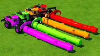 TRANSPORT GIANT LOB TREE WITH JOHN DEERE TRACTORS - Farming Simulator 22