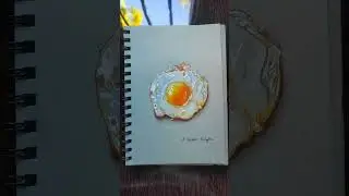 Realistic draw ||Fried egg|| 🍳🍳 #shorts #art #youtubeshorts #drawings