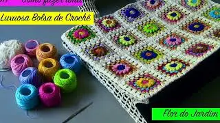 DIY - Como fazer  Bolsa de  crochê com aplicações multicores   - crochet craft - crochet bag