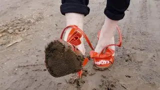 nando muzi sinking and got stuck in mud, high heels popping, nando muzi walk without straps (# 105)