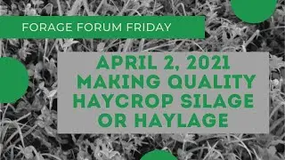 Forage Forum Friday Session 5: Making Quality Haycrop Silage or Haylage