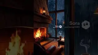 study sleep cozy fireplace heavy rain